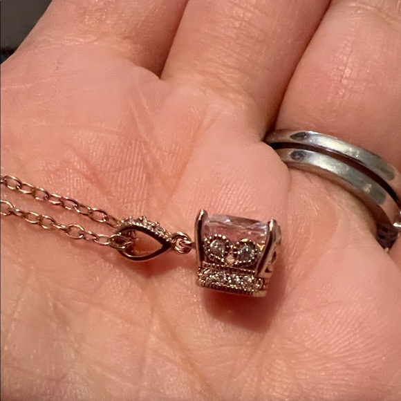 Kohl's Rose Gold Necklace with Crystal Pendant - Picture 3 of 4
